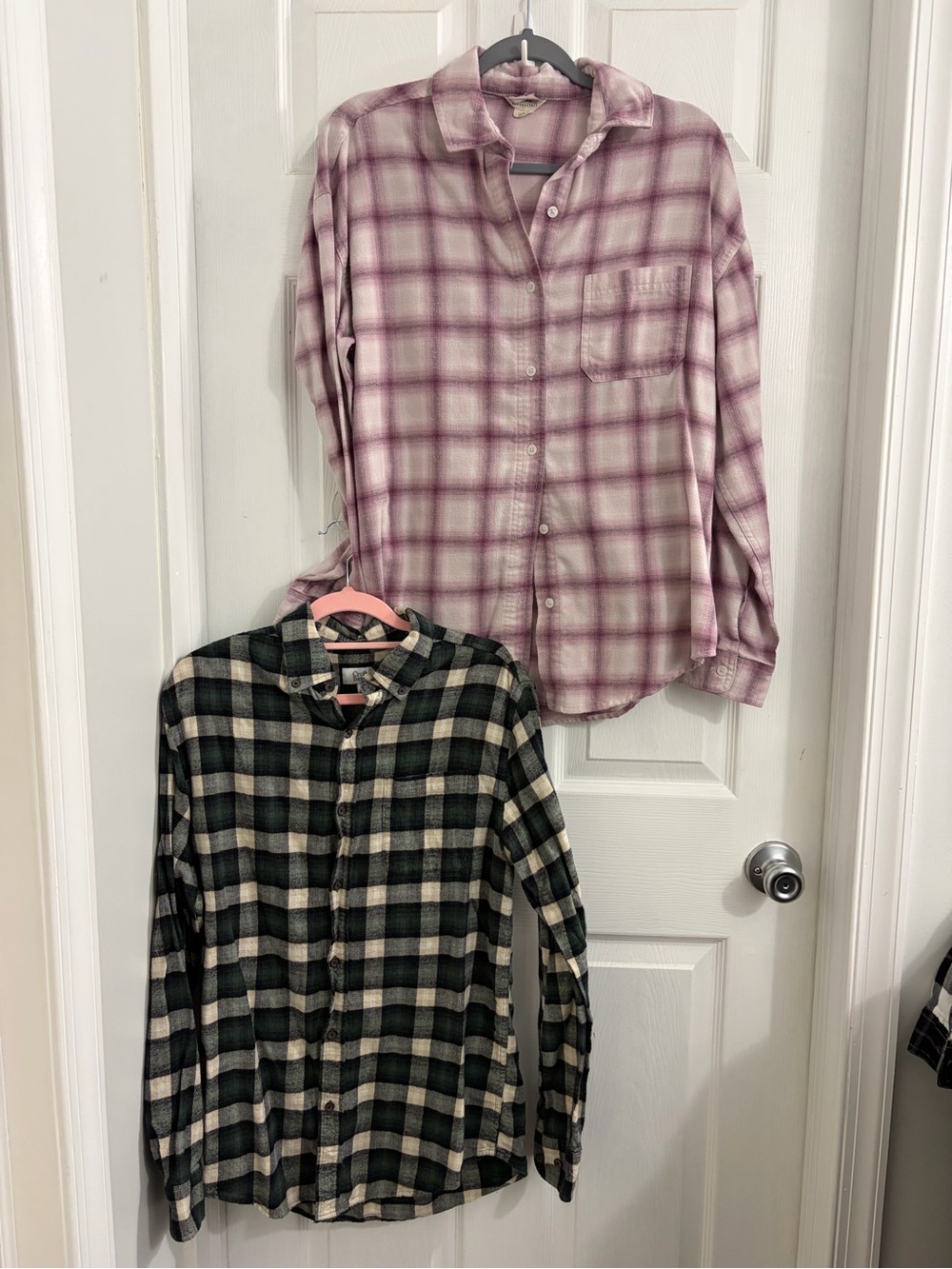 2 Plaid Button-Up Shirts - Women's Relaxed Fit. Size small $15
